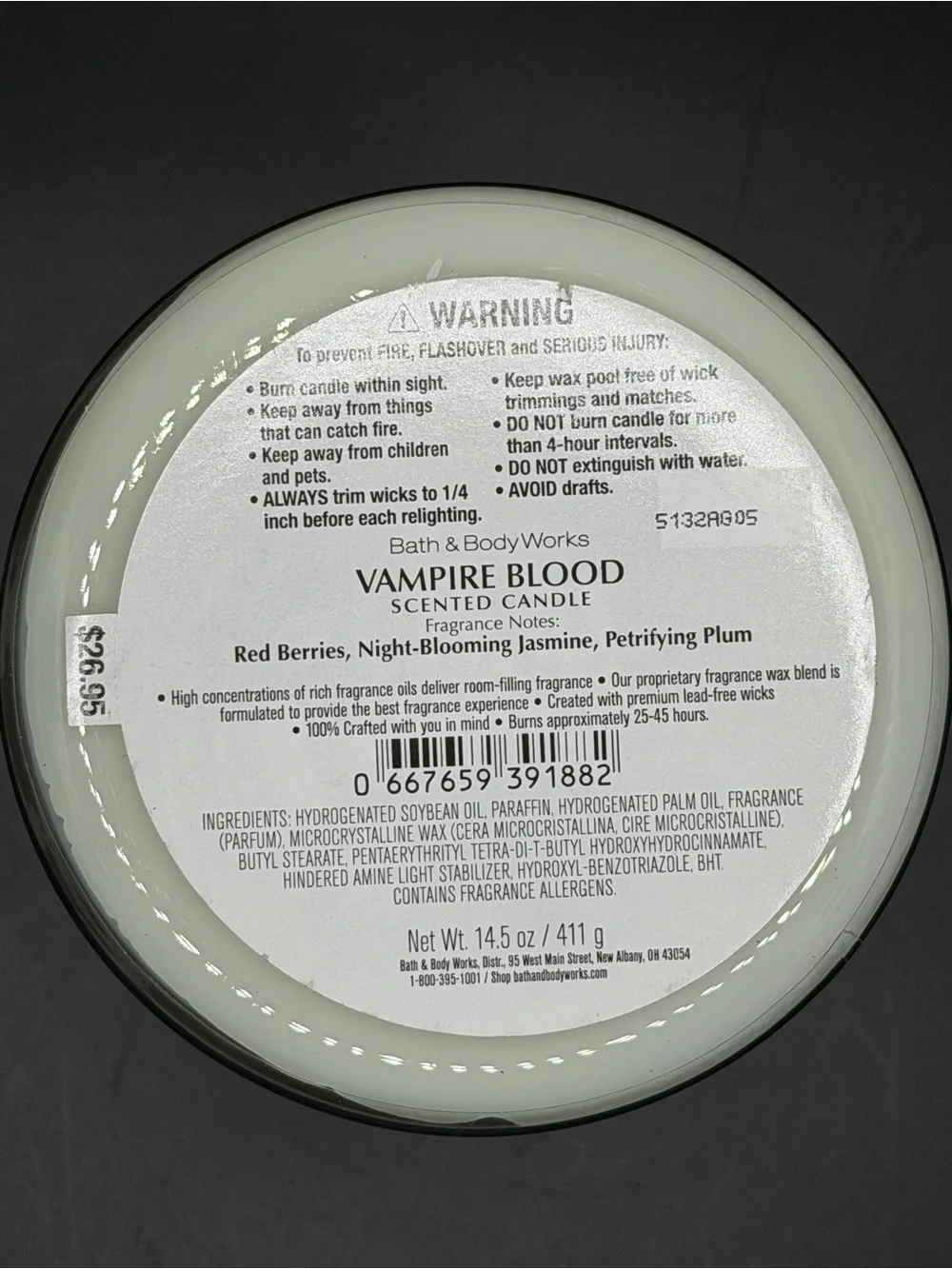 Bath & Body Works Vampire Blood Soy Wax Blend 3-Candle - 2025 Halloween 14.5OZ